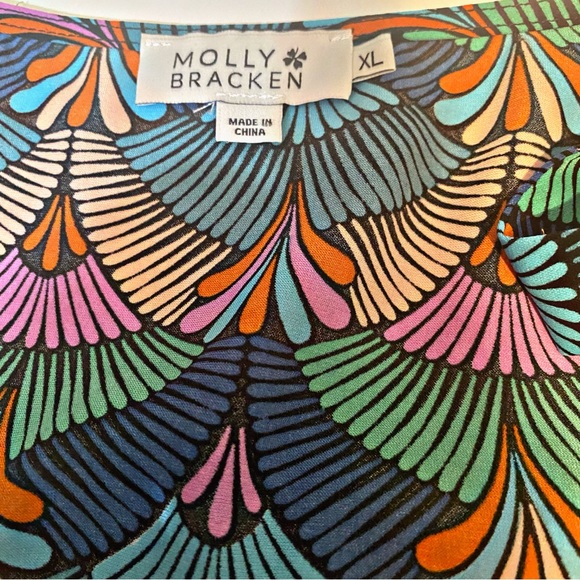 Molly Bracken Multi-Color Geo Print Bow-Detail Sleeveless Alix Sz XL - Picture 4 of 7